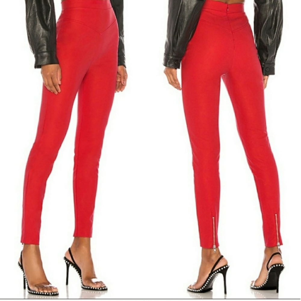 NBD Madi High Rise Pants in Rhubarb Red Large